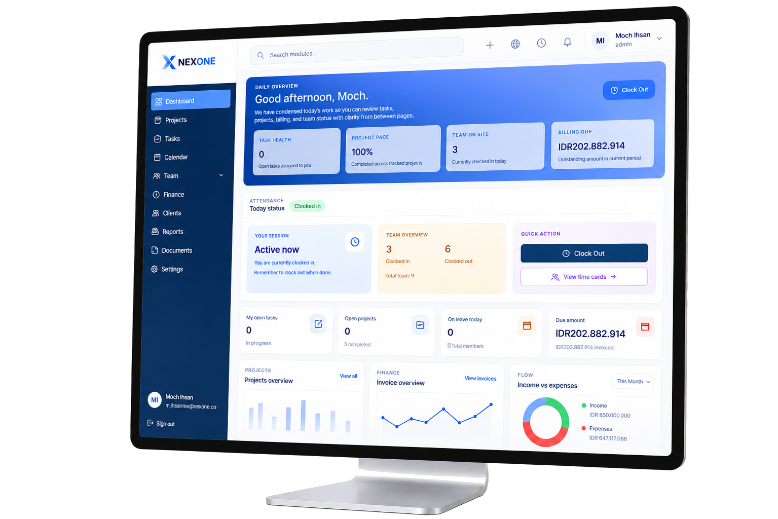 NEXONE dashboard preview